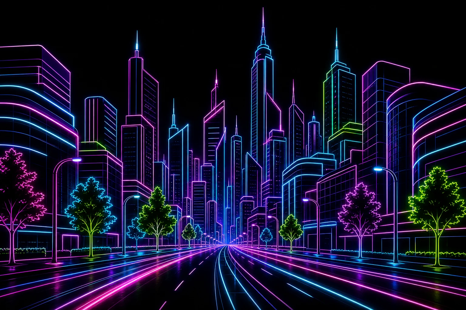 Glowing neon line art portrait result 5