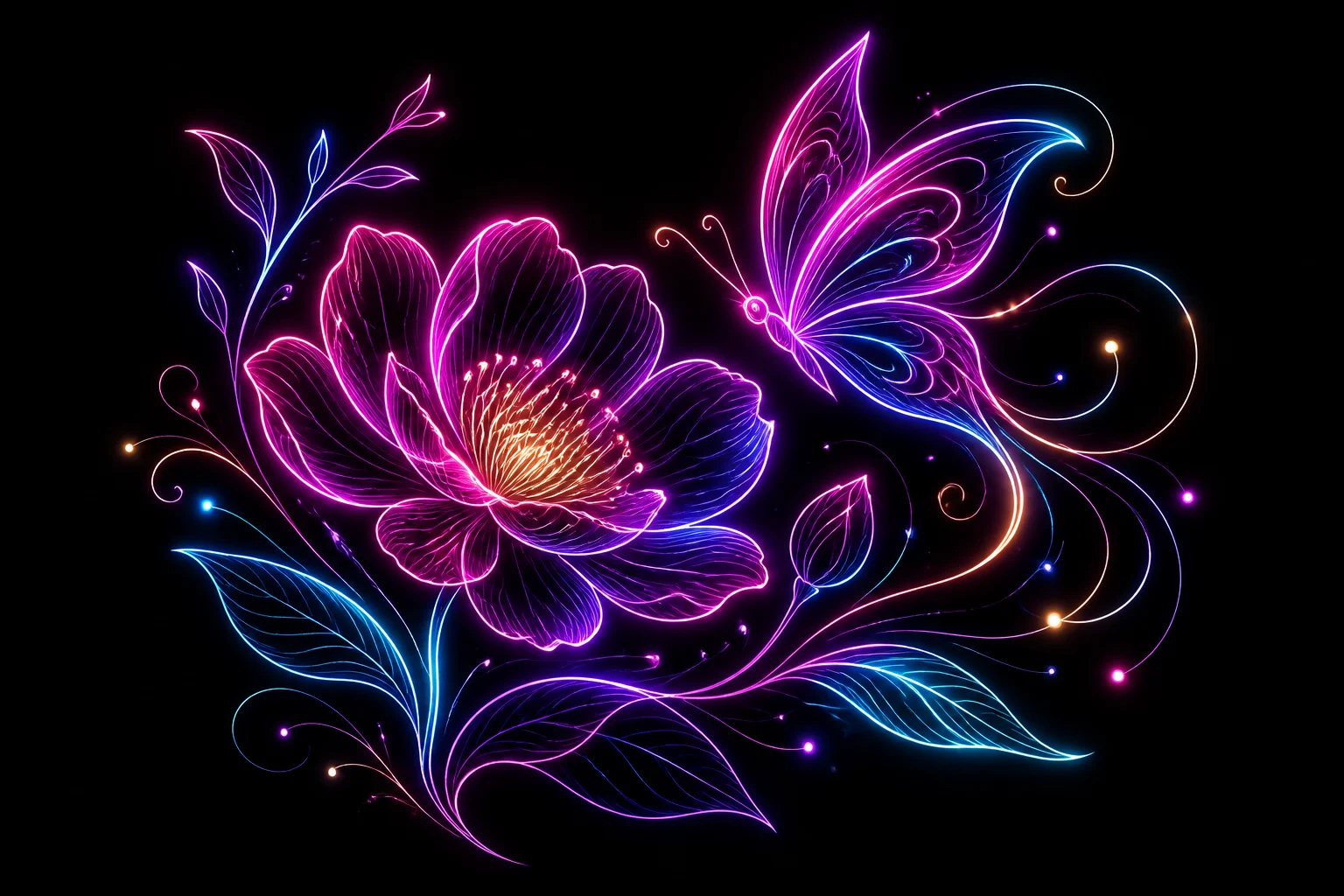 Glowing neon line art portrait result 6