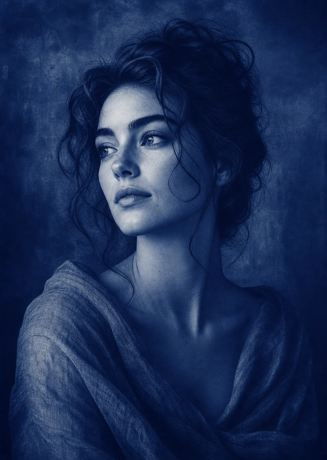 AI Prussian Blue Portrait Generator