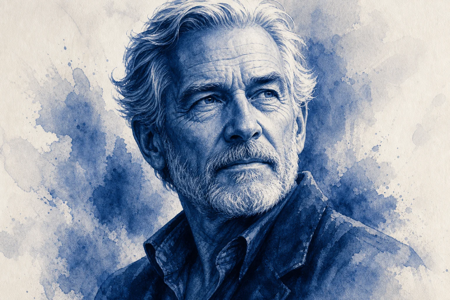 Prussian blue portrait artwork example 2