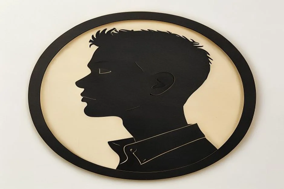Vintage framed silhouette portrait of an adult