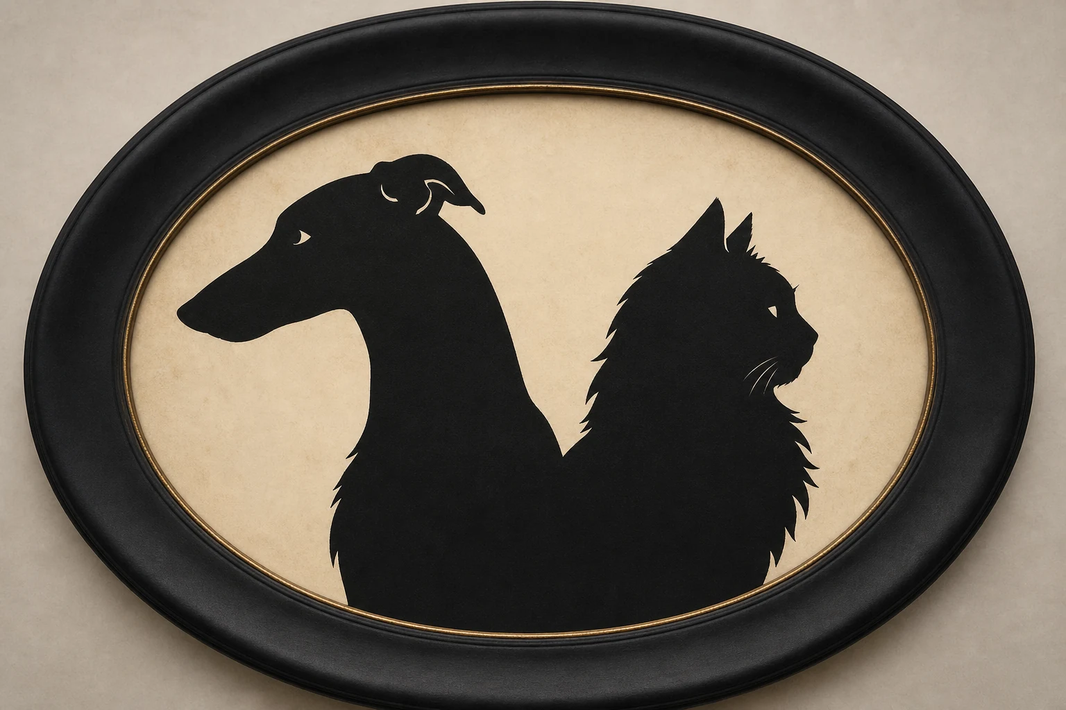 Vintage paper-cut silhouette portrait of a pet