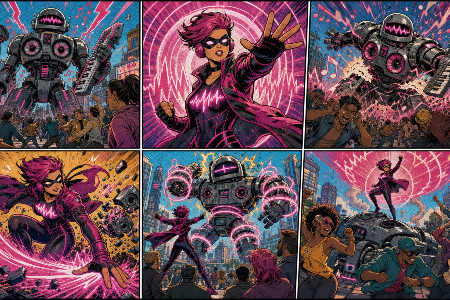 Superhero comic strip generated from a portrait 6