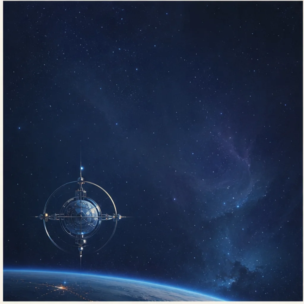 Science-fiction cover concept with an orbital structure