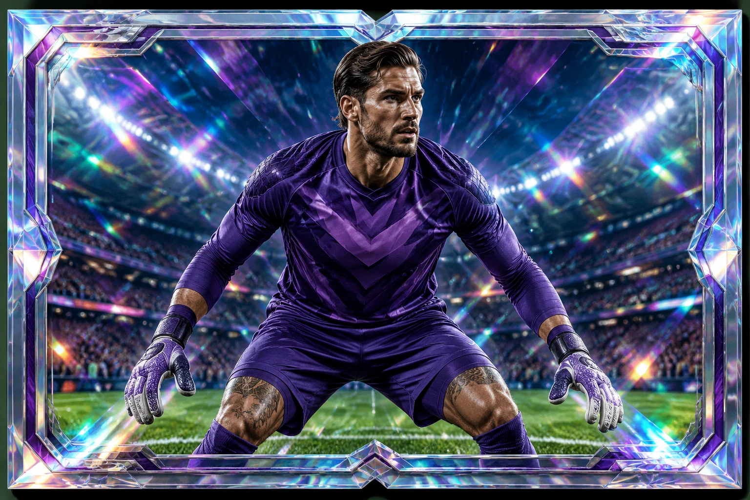 Holographic football sticker card