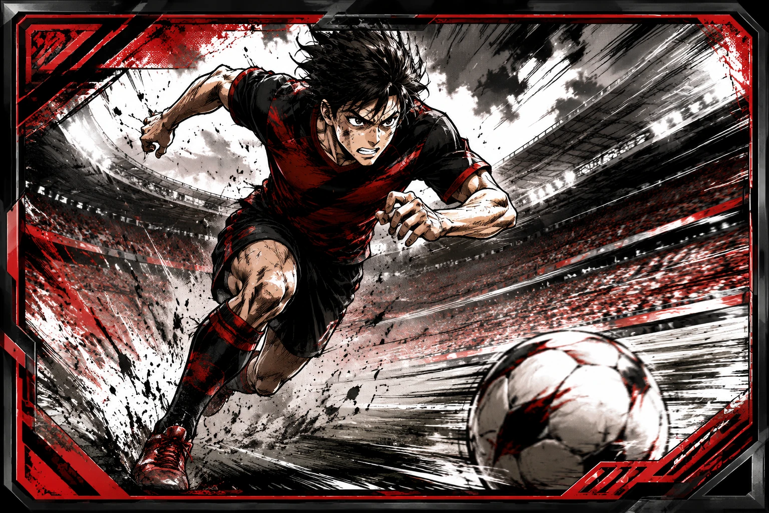 Manga football striker sticker