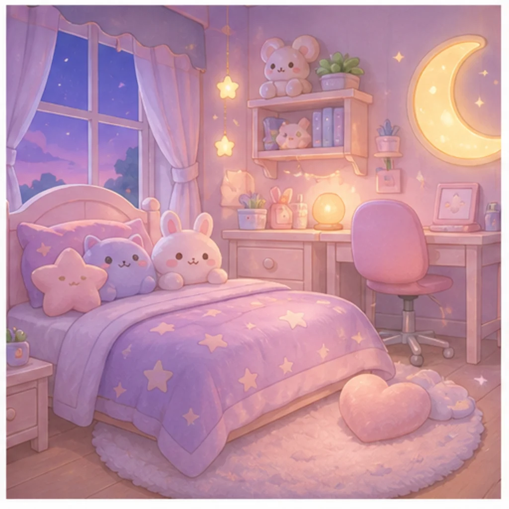 Pastel Bedroom Scene