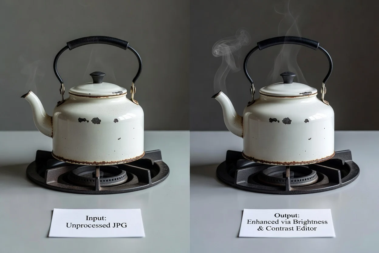 處理後的結果與原始圖像並排顯示，展示在儲存前完成校正的曝光效果。