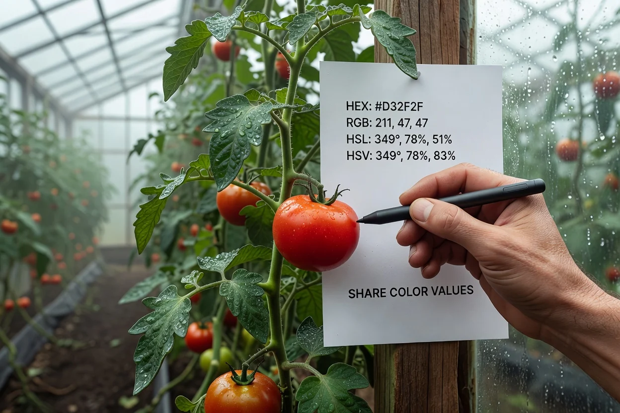 The HEX and RGB values read off an image for a handoff note.