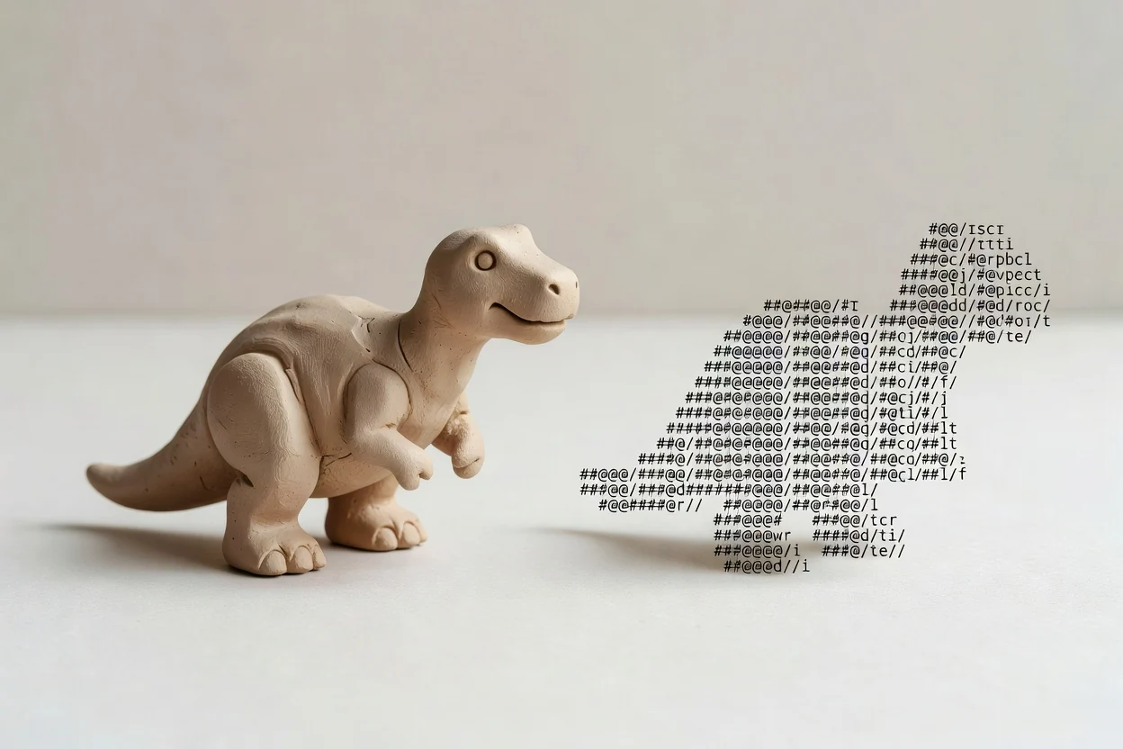 Una imagen de perfil convertida en caracteres de texto reales como arte ASCII.