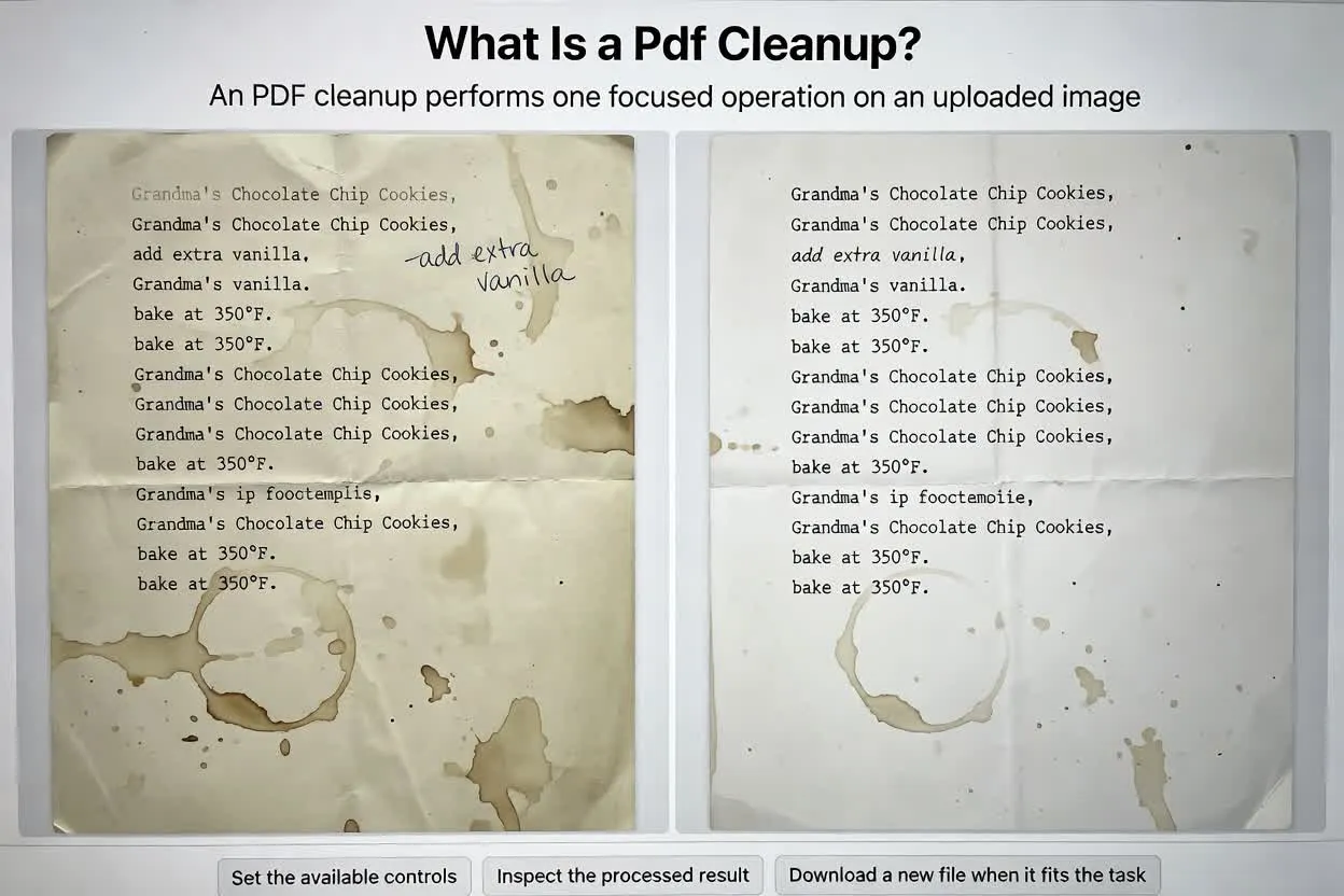 Ejemplo previsto de la definición de limpieza de PDF