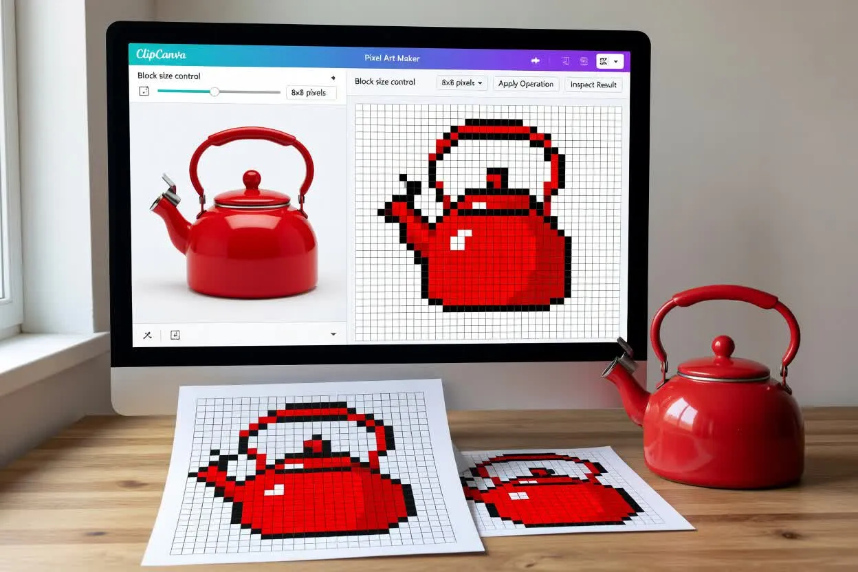 Ejemplo planificado del primer caso de uso del creador de arte pixelado