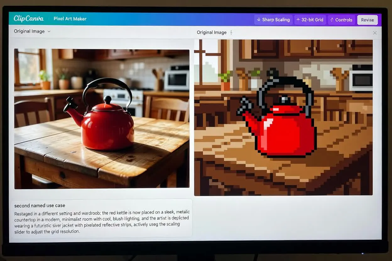 Ejemplo planificado del segundo caso de uso del creador de arte pixelado