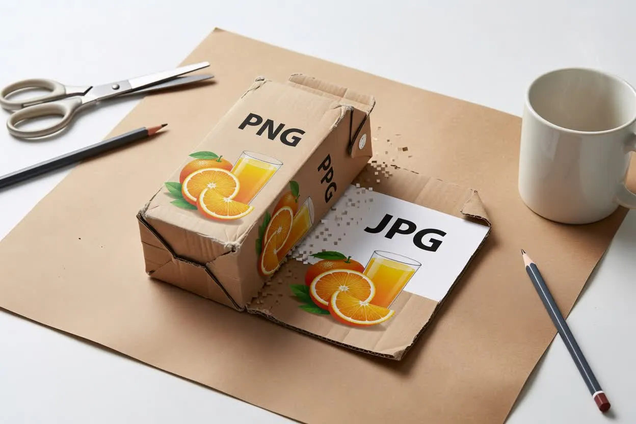 Ejemplo previsto del segundo caso de uso de PNG a JPG