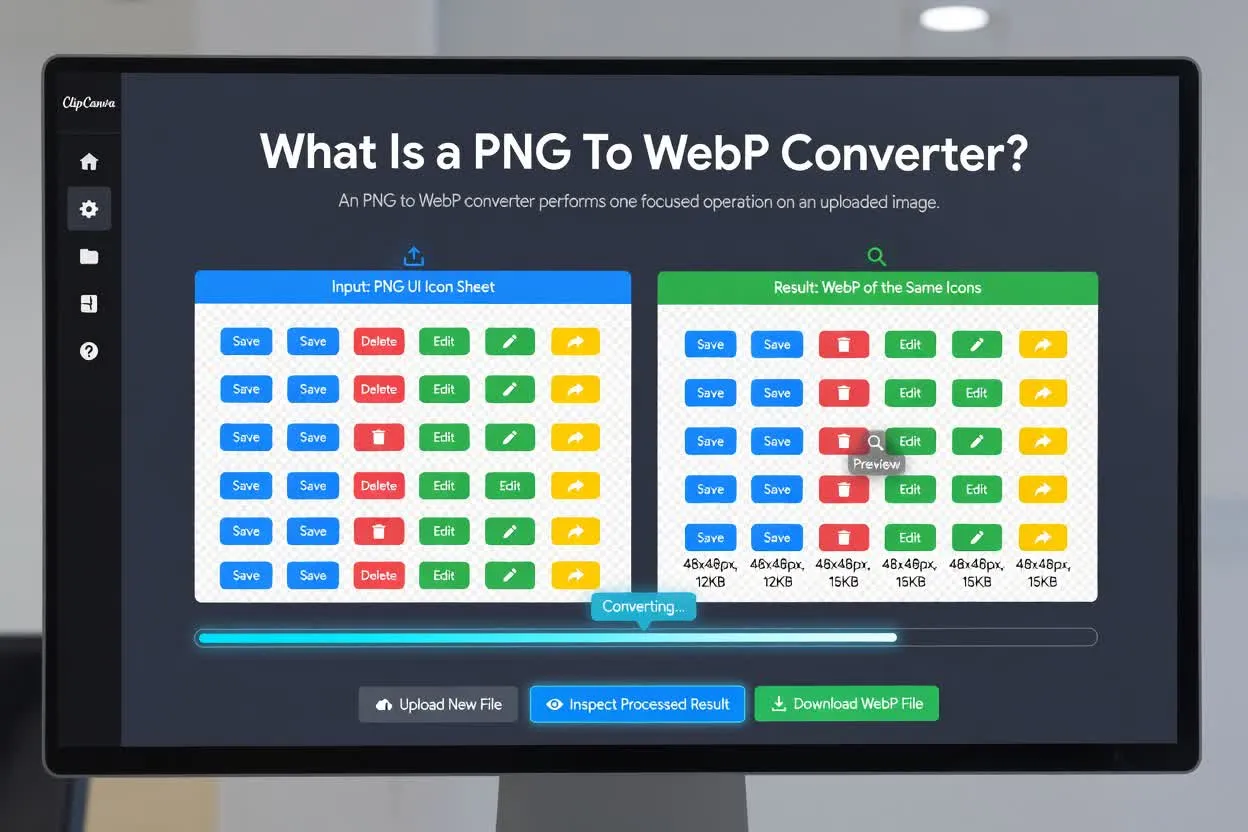 Ejemplo previsto de definición de PNG a WebP
