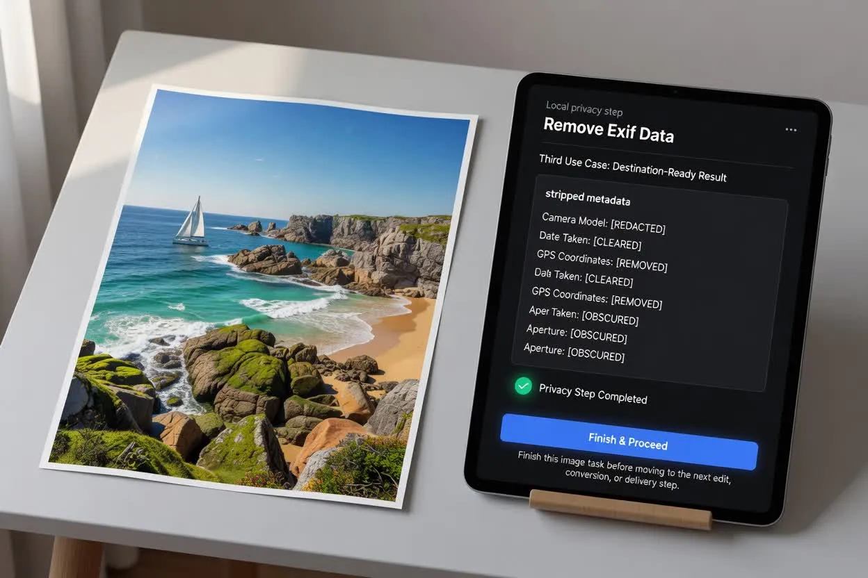 Ejemplo previsto de caso de uso tres para eliminar datos EXIF