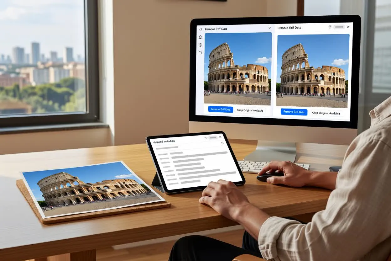 Ejemplo previsto de caso de uso dos para eliminar datos EXIF