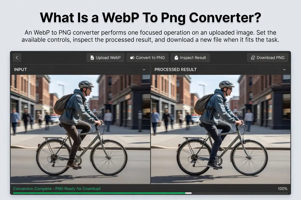 Ejemplo previsto de definición de WebP a PNG