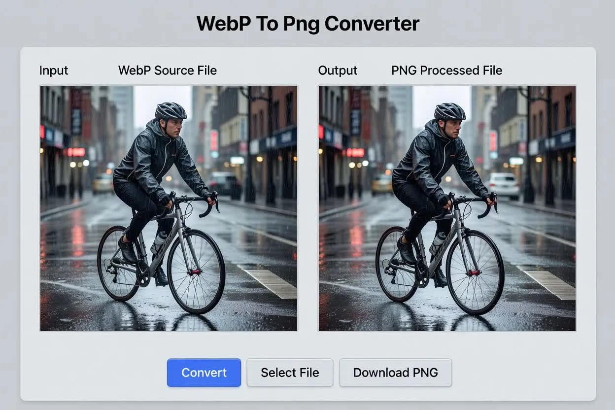 Ejemplo previsto de especificación de WebP a PNG